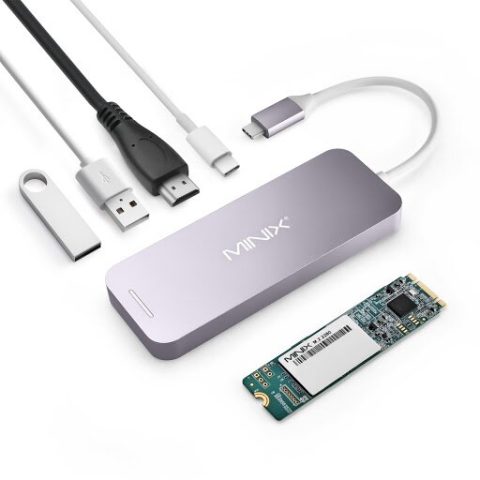 MINIX USB-C MULTIPORT SSD HUB, HDMI, USB3, 240G SILVER